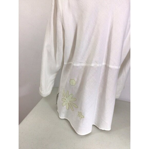 Anne Carson Linen Embroidered Blouse Top Womens 2X - Picture 5 of 7